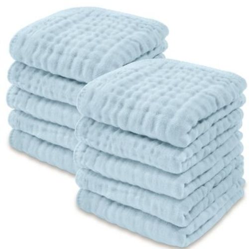 Baby Washcloths Muslin Cotton, Large 10”x10” By Comfy Cubs (multicolor, Pack Of 10)