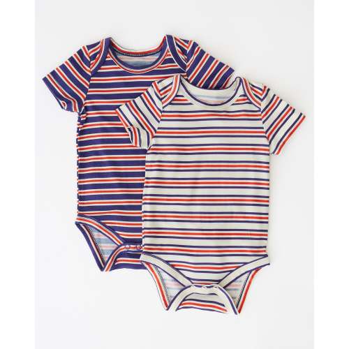 Baby Onesie Two-Pack | Red & Blue Stripe - Kindred Bravely