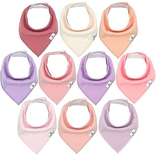 DiaperSquad's 10-Pack Baby Bibs for Drooling and Teething, Bibs for Boys, Baby Girl - Solid Cotton Baby Drool Bibs