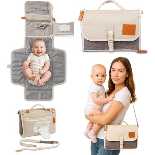 Portable Diaper Changing Pad for Baby - Extra Long 26" Baby Changing Pad with Smart Wipes Pocket - Easy to Clean, Waterproof Folding Diaper Pads - Excellent Babies Shower/Registry Gifts