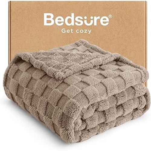 Bedsure GentleSoft Light Brown Throw Blanket for Couch - Super Soft Cozy Blankets Gifts for Women Men Girls, Cute Small Fleece Throws for Bedroom Home Decor, 50x70 Inches