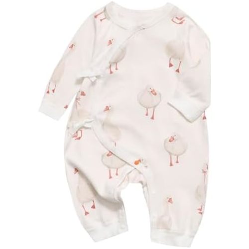 100% Organic Cotton Soft 0-6 Months Newborn Baby Romper Jumpsuits for Boys and Girls Unisex Long Sleeve