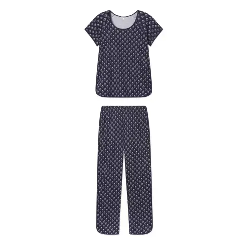 English Navy Posy Pima Cotton Pajamas Set for Women | LAKE