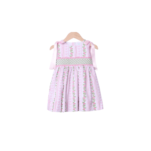 Smocked Fancy Floral Bow Dress