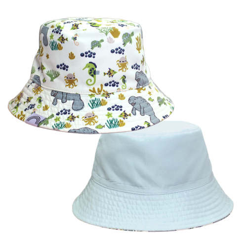 Manatee and Blue Surf Reversible Bucket Hat
