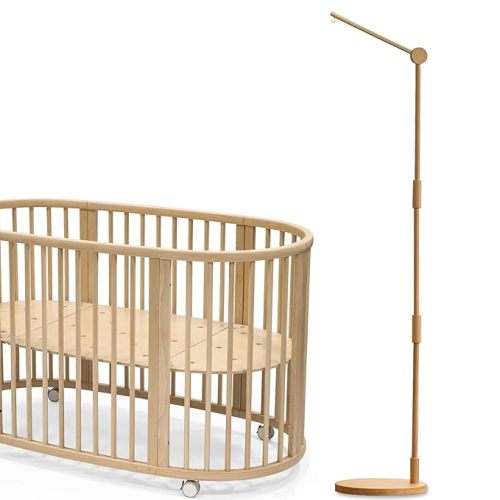 Wooden Floor-Standing Crib Mobile Arm Pro 61 Inches for Baby Nursery-Movable Baby Mobile Hanger with Strong Anti-Dumping Attachment-100% Natural Beech Wood-Thicker Wooden Pole-UpgradeThickened - Floor-Standing Pro