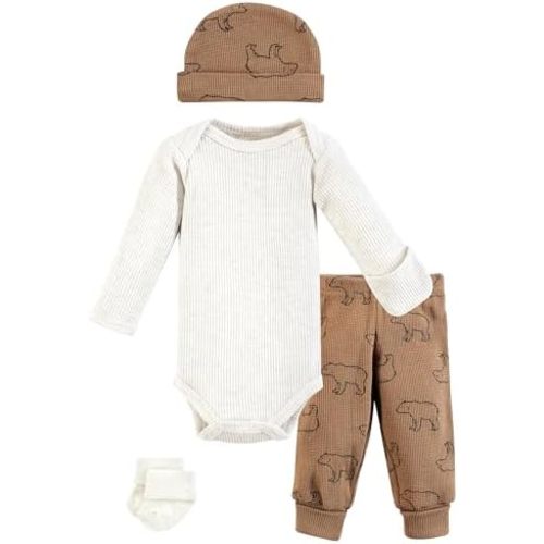 Hudson Baby Unisex Thermal Preemie Layette Set 4pc Long Sleeve Outfit