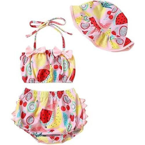 Toddler Girl Swimsuits Infant Baby Girl Bathing Suit Bikini Sets Swimwear 3 Piece Summer Beach Outfit Top Shorts Hat