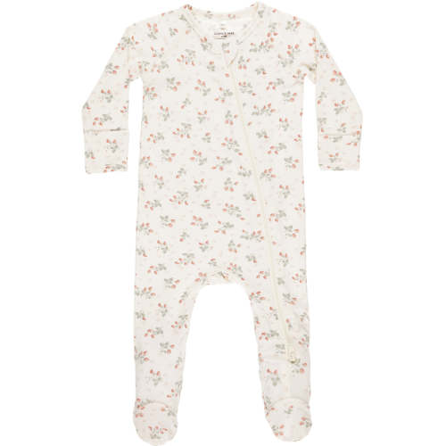 Quincy Mae Bamboo Zip Footie | Strawberries