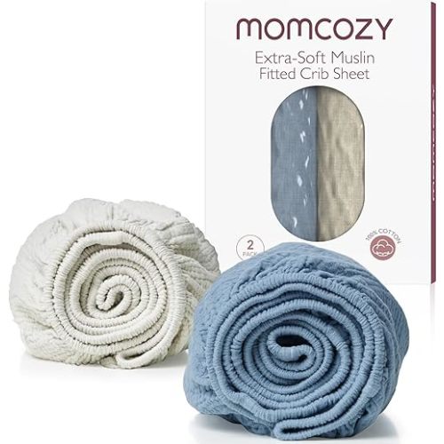 Momcozy Fitted Crib Sheets Sky Realm 360° Mattress Wrapping No Slip for Boys Girls