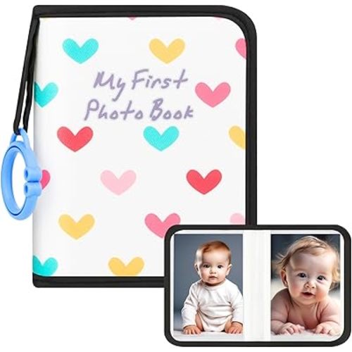 Baby Photo Book Holds 21 4x6 Photos, My First Photo Album for Baby or Toddler, "Love" Baby Photo Book Soft No Hard Edges, Cute Book Gift for Baby Shower Newborns Family Photos (Black)