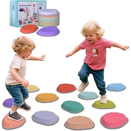 Stepping Stones for Kids, 8/12 PCS Balance Stepping Stones for Toddlers, Non-Slip Obstacle Course Sensory Toys Indoor Outdoor, Balance River Toys for Birthday, Children's Day and Christmas Gift