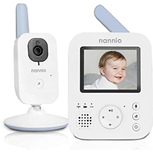 nannio Hero2 Video Baby Monitor with Camera and Audio HD Video, 2 Way Talk, Night Vision, Voice Activation, 5 Lullabies, 985ft Range, Long Battery Life, Indoor