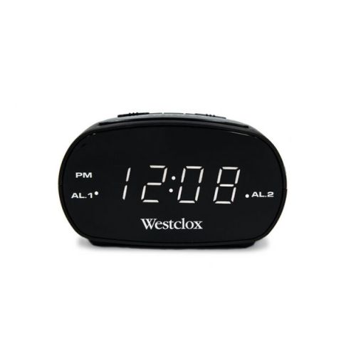 Dual Alarm Clock Black - Westclox: Electric, Battery Backup, Oversized Snooze, Modern Table Clock