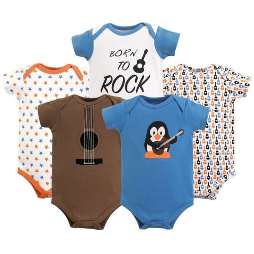 Luvable Friends Baby Boy Cotton Bodysuits 5pk, Rock, Size: 6-9 months