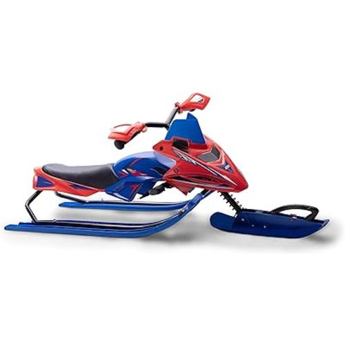 Frost Rush Snow Sled for Kids with 90⁰ Padded Steering Wheel and Twin Breaks | Ski Sled Snow Racer with Easy-Grip Pull Rope