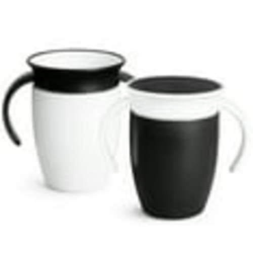 Munchkin® Miracle® 360° Spoutless Trainer Cup with Handles, 7 oz, White/Black, Unisex, 2 Pack