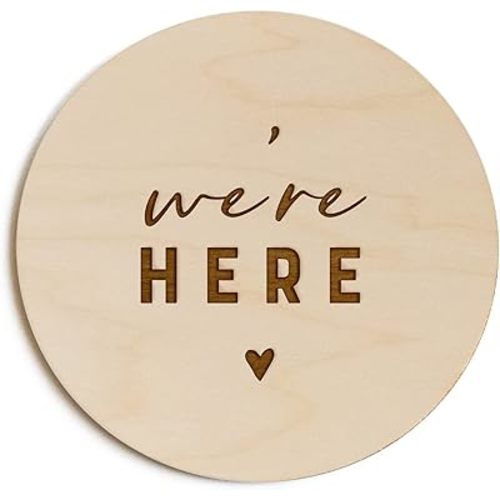 The Cotton & Canvas Co. We're Here Newborn Twin Baby Announcement, Nursery Sign, Nursery Decor, Baby Shower, Modern, Wooden Plaque, Birth Prop, We're Expecting