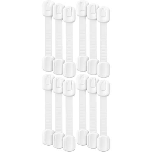 Child Safety Strap Locks, 12 Pack, White Baby Cabinet Locks, Toilet Locks Baby Proof, Child Proof Drawer Locks, Cabinet Baby Locks for Cabinets, Child Proof Cabinet Locks, Drawer Child Locks
