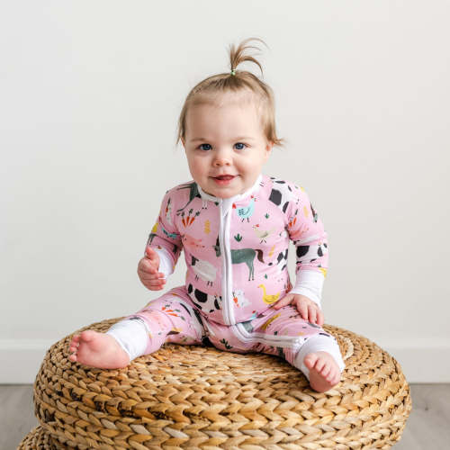 Pink Farm Animals Zippy 6-12M