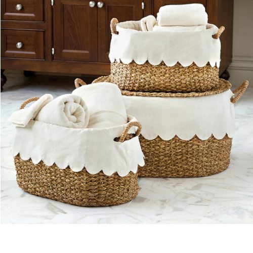 BW Wicker Stacking Storage Baskets