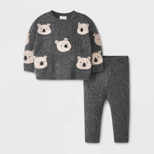Baby Printed Bear Sweater Set - Cat & Jack™ Dark Gray 3-6M