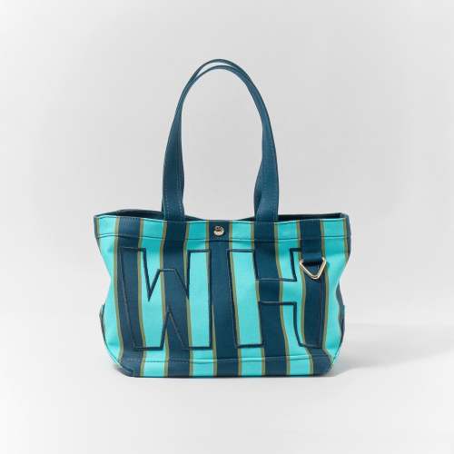 Striped Custom Alpha Tote - Peacock (Diaper tote)