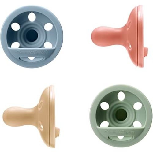 Tommee Tippee Breast-Like Pacifier, 6-18m, 4 Count, Lightweight, One-Piece Silicone Design, Symmetrical Nipple