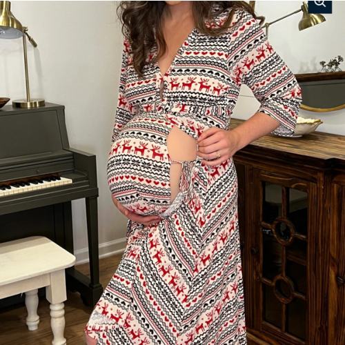 Amelia Labor & Postpartum Gown in Crimson – Lila