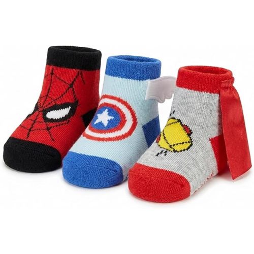 Spiderman Baby Booties 3-Pack - Spiderman Baby Socks with Captain America and Thor (3-Pack, 0-12 Months)