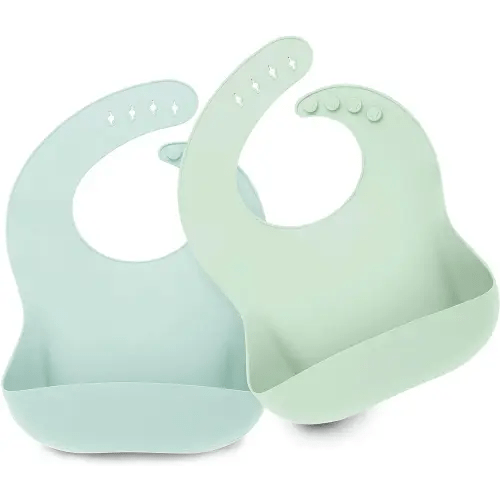 KeaBabies 2-Pack Silicone Bibs For Babies, Silicone Baby Bibs for Eating, Food-Grade Pure Silicone Bib, Toddler Bibs, Waterproof Bibs, Feeding Bibs, Silicon Bibs for Toddlers, Boys, Girls (Pastel Sky)