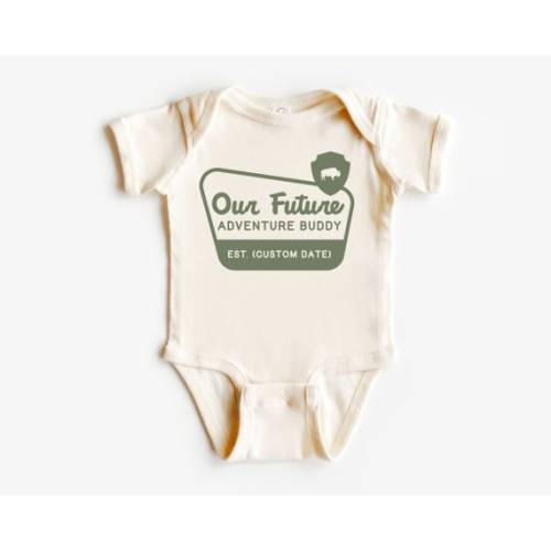Our Future Adventure Buddy, Infant Bodysuit Customized Established Year National Park, Camping Pregnancy Announcement Baby Shower Gift - Etsy