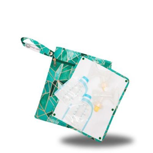 Sarah Wells Pumparoo Wet/Dry Bag – Compact Pump Parts Organizer with Waterproof Compartment & Staging Mat – Machine Washable