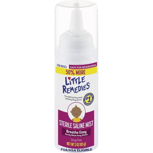 Little Remedies Sterile Baby Saline Nasal Mist, Safe for Newborns to Relieve Stuffy and Dry Noses, 3 Fl Oz