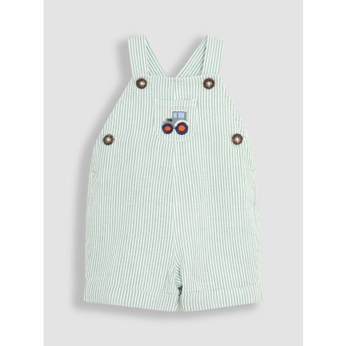 Sage Green Tractor Pocket Seersucker Dungarees