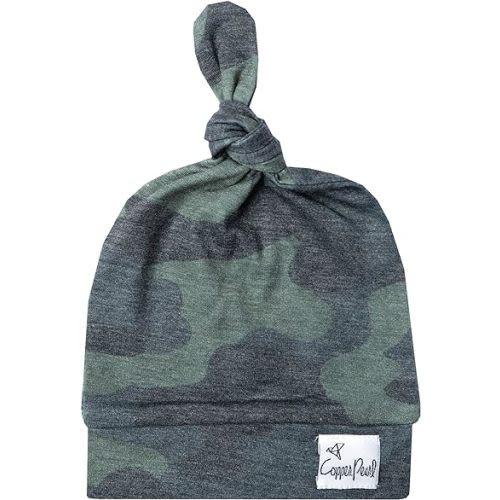 Baby Beanie Hat Top Knot Stretchy Soft"Hunter" by Copper Pearl