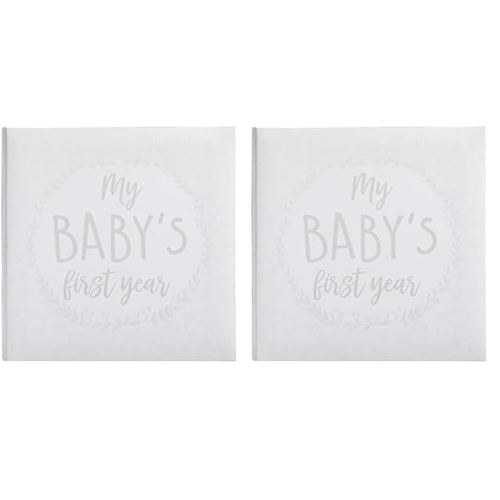 Kate & Milo Baby’s First Year Baby Memory Journal, Gender-Neutral Baby Keepsake, Baby Milestone Memory Book Baby Journal, Gray (Pack of 2)