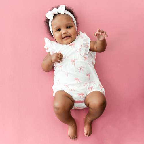 Bubble Romper in Bow: 3-6 months