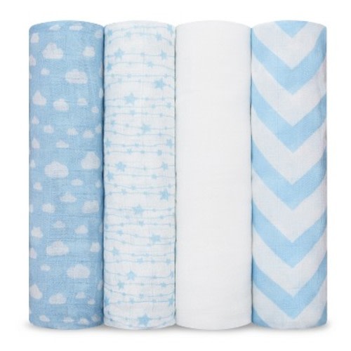 Muslin Swaddle Blankets Neutral Receiving Blanket for Boys and Girls by Comfy Cubs, Color: Blue