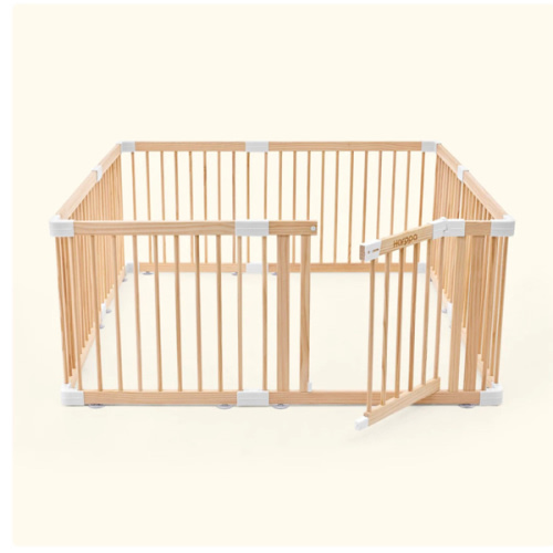 HARPPA Wooden Baby Gate Playpen | Non-Toxic Foldable DIY Adjustable Play Yard for Infants & Toddlers – Natural Finish Baby Fence for Small & Large Spaces