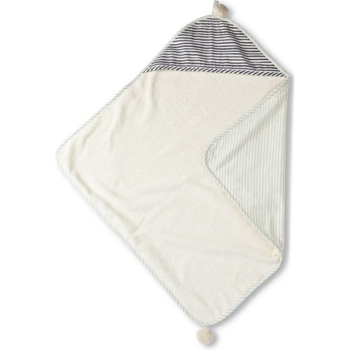 Pehr Follow Me Elephant Organic Cotton Hooded Towel, Sea/ Ink