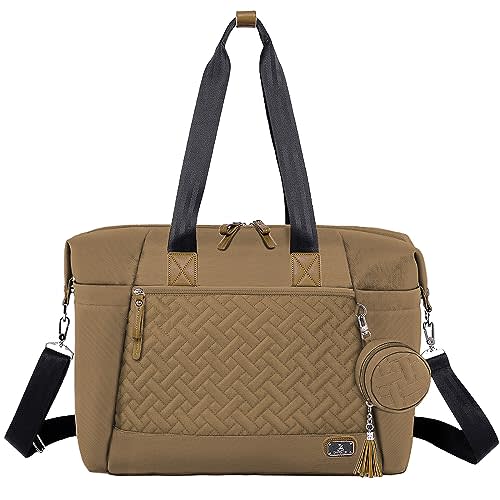 Dikaslon Diaper Bag Tote, Large Travel diaper tote for Mom and Dad, Multifunction baby tote bag for Boys and Girls with Pacifier Case and Changing Pad, Khaki
