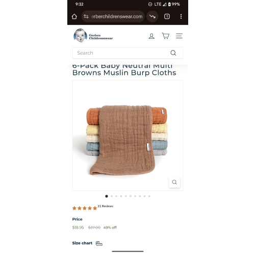 6-Pack Baby Neutral Multi Browns Muslin Burp Cloths – Gerber Childrenswear