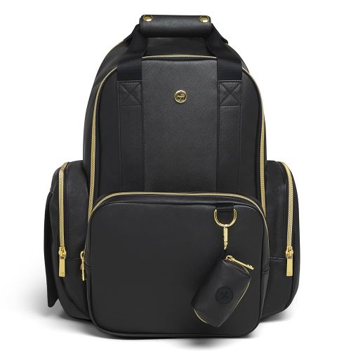 Huggies Signature Hug Pack Diaper Backpack, Black Leather, O/S