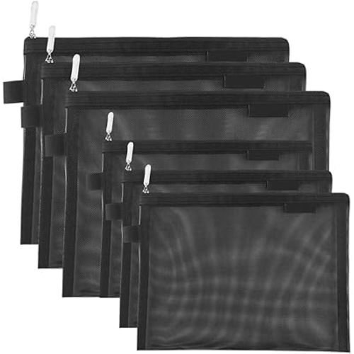 Clear Cosmetic Bags Zip Makeup Mesh Bags Pencil Case Pouch Travel Toiletry Kit Set Storage Case ((6A+5A)*3 Black)