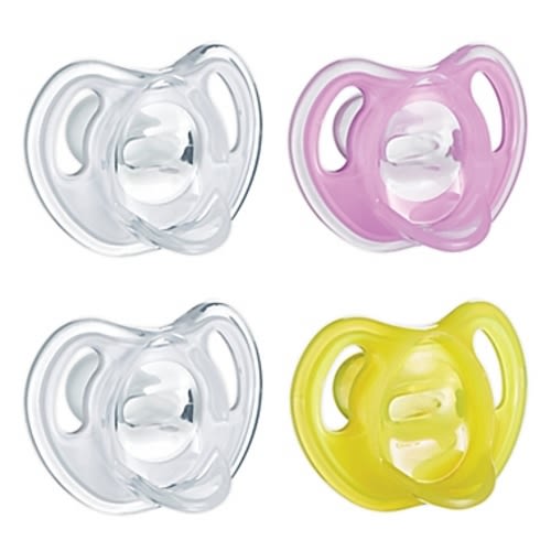 Tommee Tippee Ultra-Light 6-18M 4-Pack Silicone Pacifiers in Pink/Clear