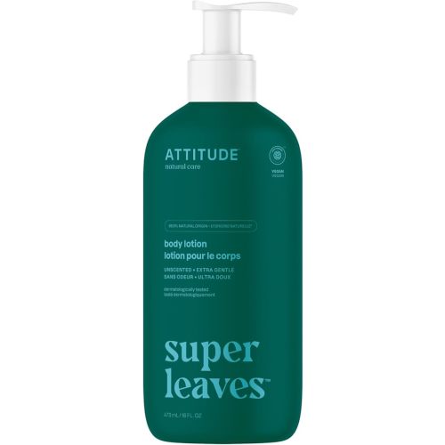 ATTITUDE Body Lotion, EWG Verified, Vegan & Cruelty-Free, Hydrating Moisturizer for Dry Skin, Non-Greasy, Extra Gentle Skin Care, Unscented, 16 Fl Oz
