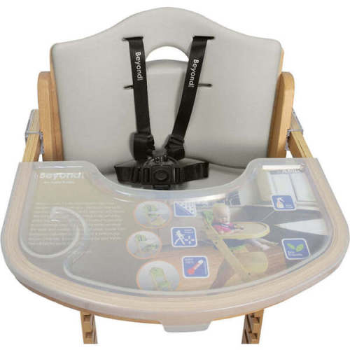 Beyond Junior Wooden High Chair, Natural Dove Grey - Abiie | Maisonette
