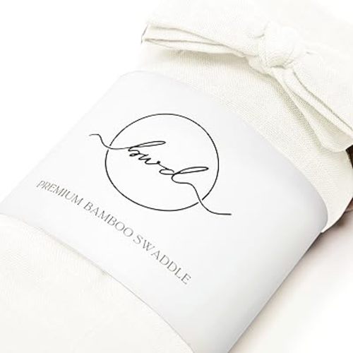 Baby Want Designs Bamboo & Organic Cotton Swaddle Set with Bow – Soft, Breathable 47x47 Inch Swaddle Blankets for Newborn Girls – Premium Baby Gift (Soft White)