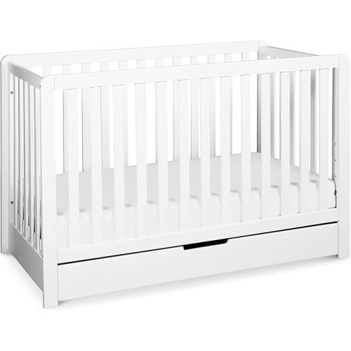 Carter's by DaVinci Colby 4-in-1 Convertible Crib with Trundle Drawer in White, Greenguard Gold Certified, Undercrib Storage